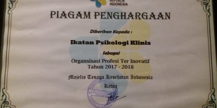 IPK Indonesia Mendapatkan Penghargaan Organisasi Profesi Terinovatif 2017-2018