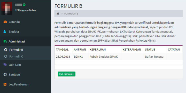 Formulir B SIMAK IPK Indonesia