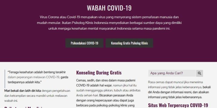 Pembentukan Satgas Ikatan Psikolog Klinis Indonesia untuk Menangani Covid-19 dan Peluncuran Situs Psikoedukasi terkait Covid-19