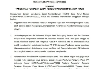 SE 05 VIII 2022 Tentang Tanggapan Terhadap Surat Pemberitahuan HIMPSI Jawa Timur