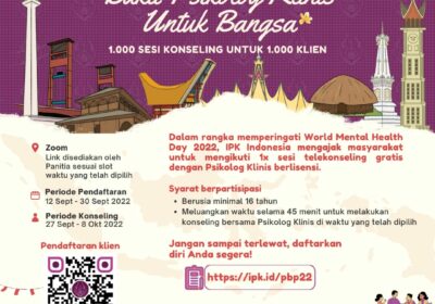 IPK Indonesia Menyediakan Telekonseling Gratis 1000+ Sesi dalam Kegiatan Bakti Psikolog Klinis untuk Bangsa
